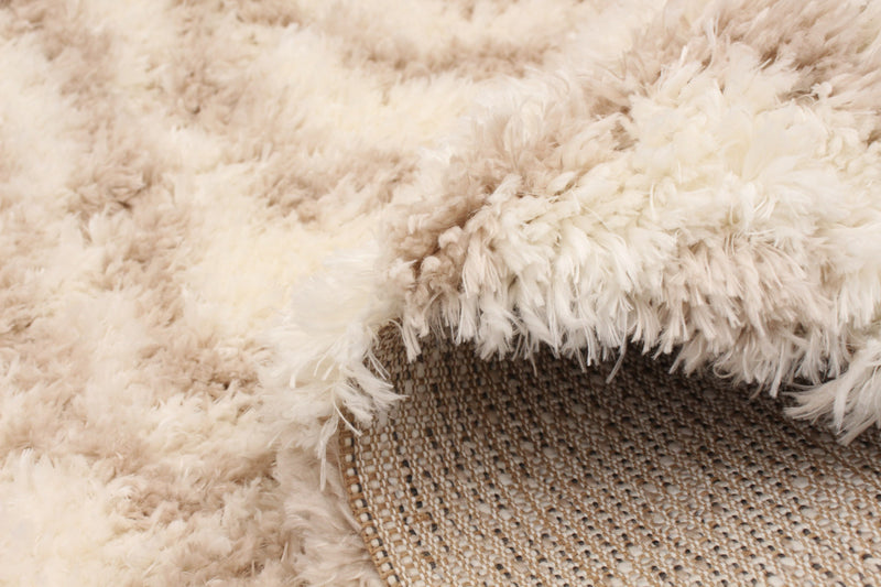 Agalia Abstract Ivory-Tan Shag - 6'7\" x 9'6\"