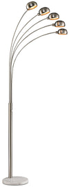 88\" Modern Brushed Steel 5-Light Peacock Floor Lamp