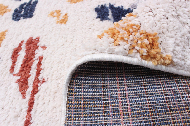 Paloma Sunburst Navy, White Area Rug - 6'7\" x 9'6\"