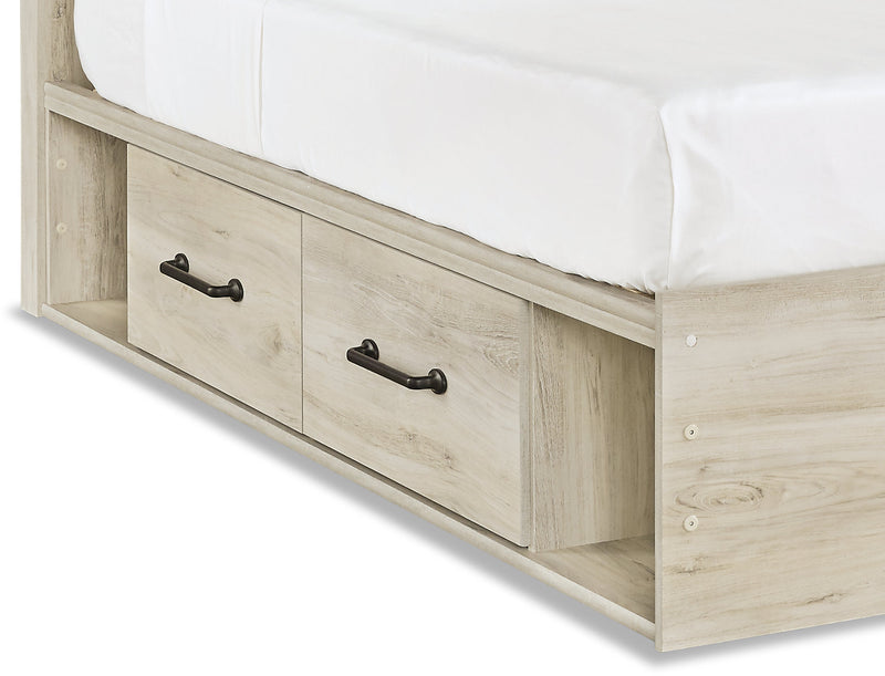 Abby Platform Side Storage Bed with LED Light & USB Ports, White - Full Size