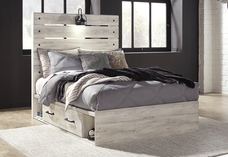 Abby Platform Side Storage Bed with LED Light & USB Ports, White - Full Size