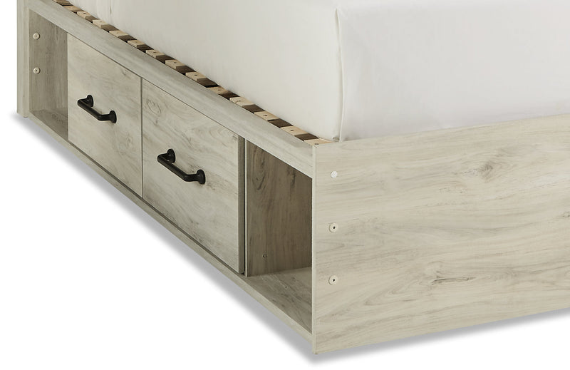 Abby Platform Side Storage Bed with LED Lights & USB Ports, White - King Size