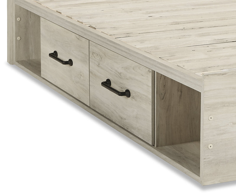 Abby 6pc Bedroom Set with Side Storage Bed, Dresser, Mirror & Nightstand, LED, USB, White - Queen Size