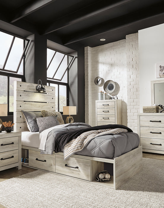 Abby Side Storage Bed with LED Light & USB Ports for Kids, White - Twin Size