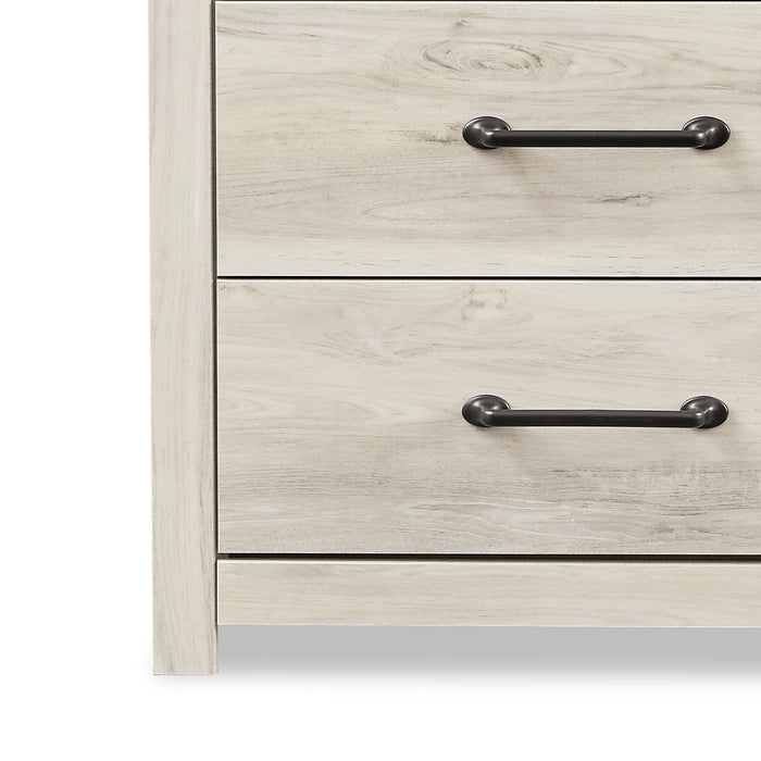 Abby 6pc Bedroom Set with Panel Bed, Dresser, Mirror & Nightstand, LED, USB, White - Queen Size