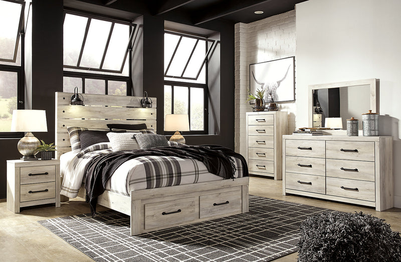 Abby 6pc Bedroom Set with Storage Bed, Dresser, Mirror & Nightstand, LED, USB, White - Queen Size