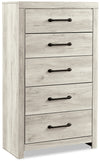 Abby Bedroom Chest of Drawers, 5-Drawer, 31.7\"W x 53.9\"H - White
