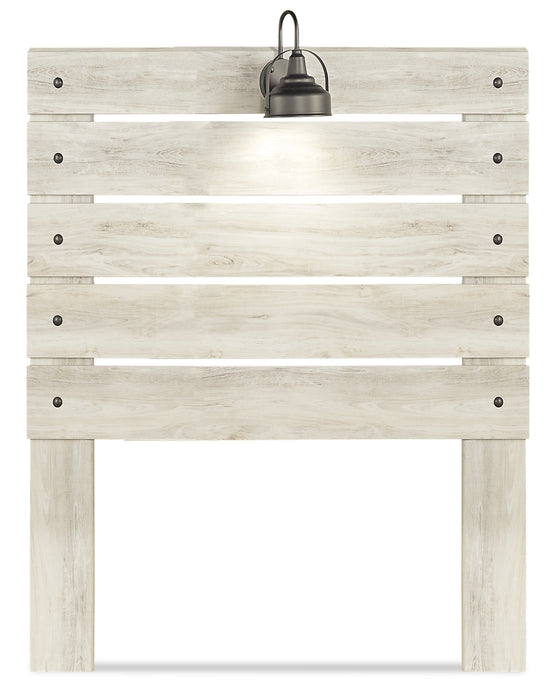 Abby Panel Headboard with LED Light & USB Ports, White - Full Size