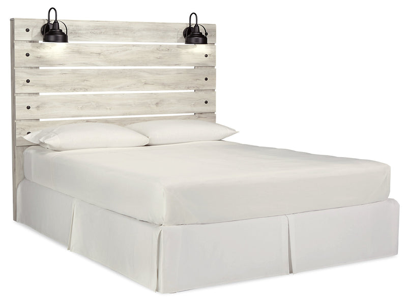 Abby Panel Headboard with LED Light & USB Ports, White - King Size
