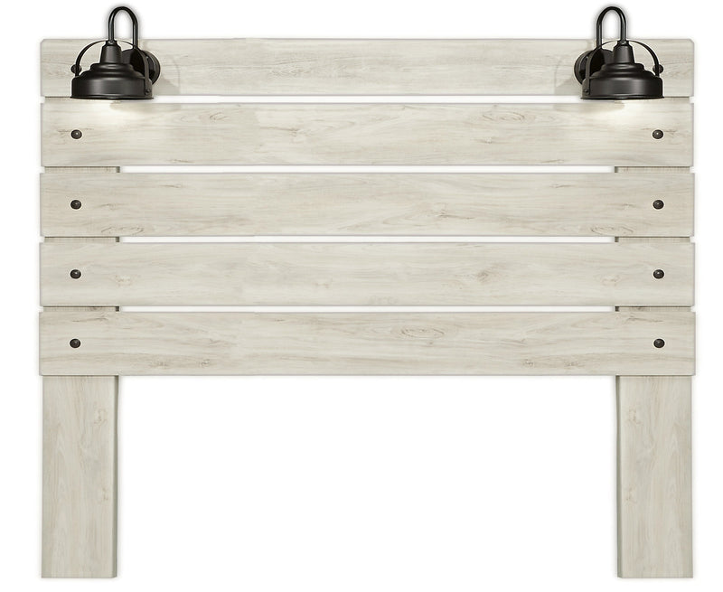 Abby Panel Headboard with LED Light & USB Ports, White - King Size