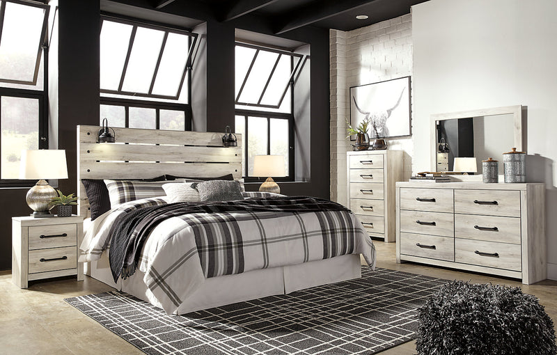 Abby Panel Headboard with LED Light & USB Ports, White - King Size