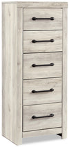 Abby Bedroom Narrow Chest of Drawers, 5-Drawer, 21.7\"W x 53.9\"H - White