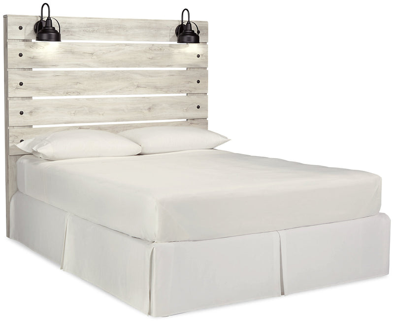 Abby Panel Headboard with LED Light & USB Ports, White - Queen Size