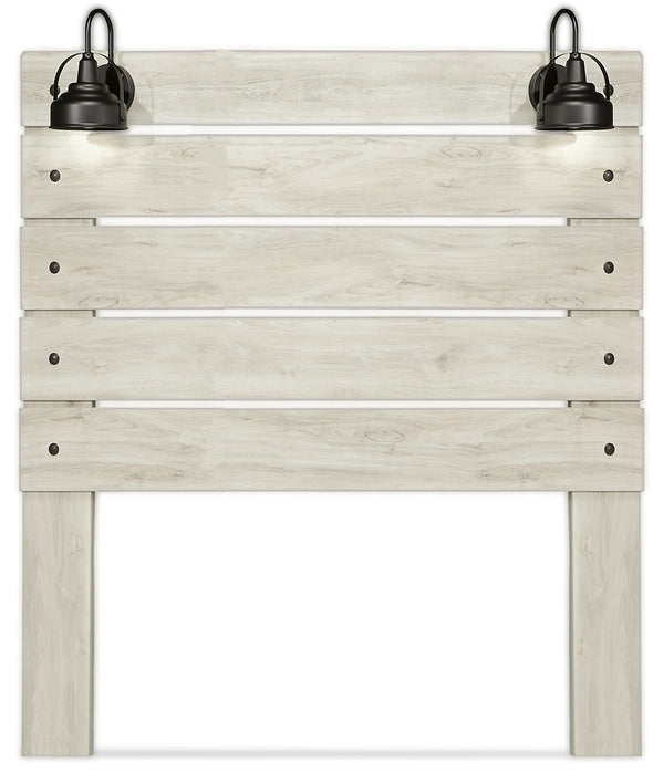 Abby Panel Headboard with LED Light & USB Ports, White - Queen Size