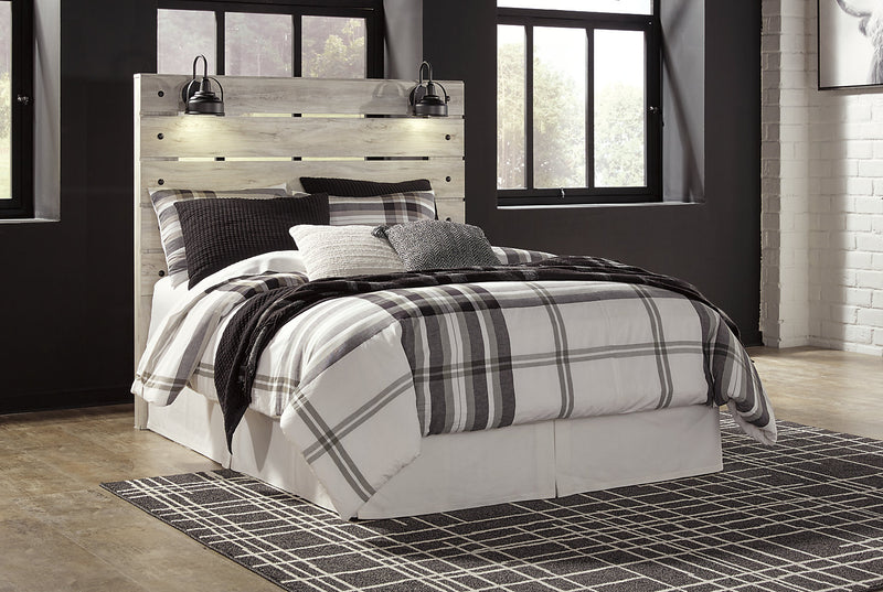 Abby Panel Headboard with LED Light & USB Ports, White - Queen Size