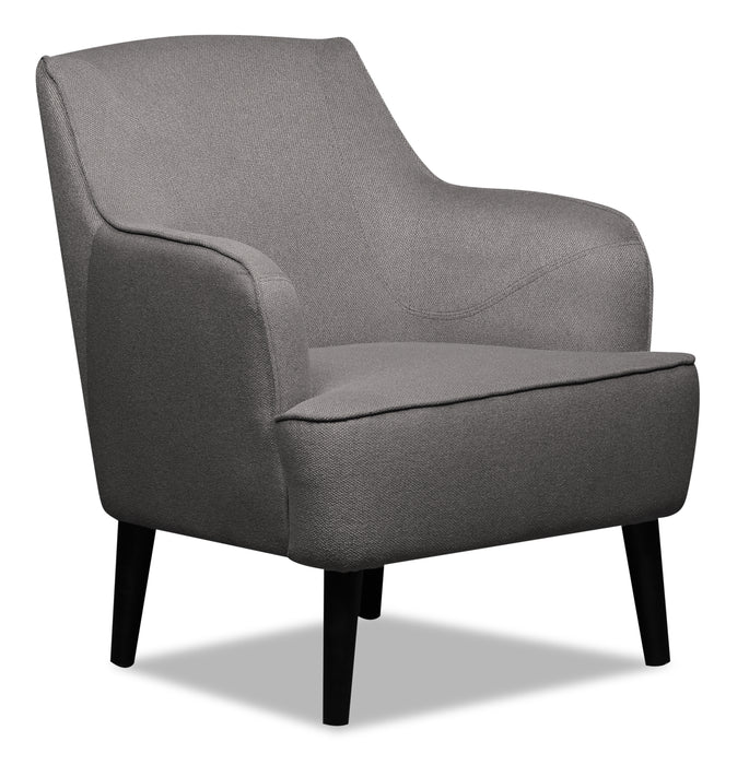 Aimy 28\" Linen Look Fabric Accent Chair with Cylindrical Wood Legs - Dark Grey