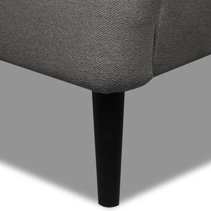 Aimy 28\" Linen Look Fabric Accent Chair with Cylindrical Wood Legs - Dark Grey