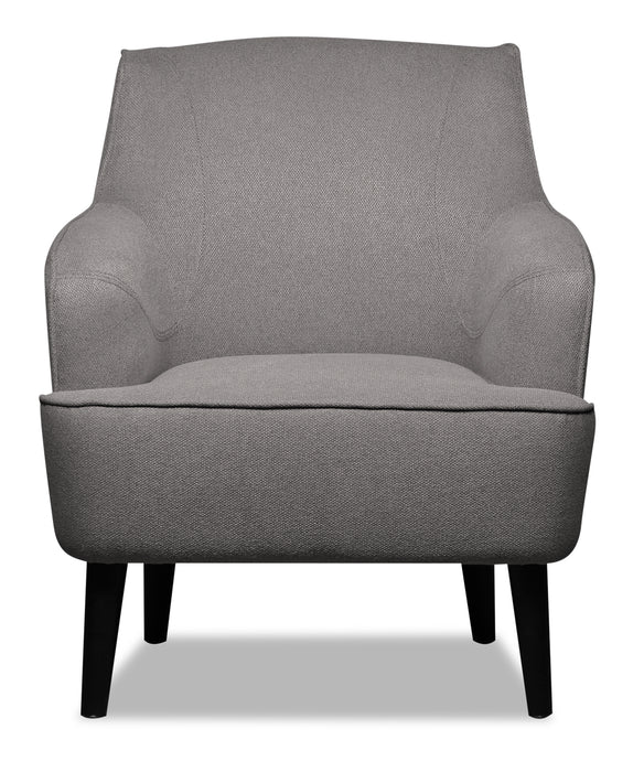 Aimy 28\" Linen Look Fabric Accent Chair with Cylindrical Wood Legs - Dark Grey