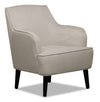Aimy 28\" Linen Look Fabric Accent Chair with Cylindrical Wood Legs - Light Grey