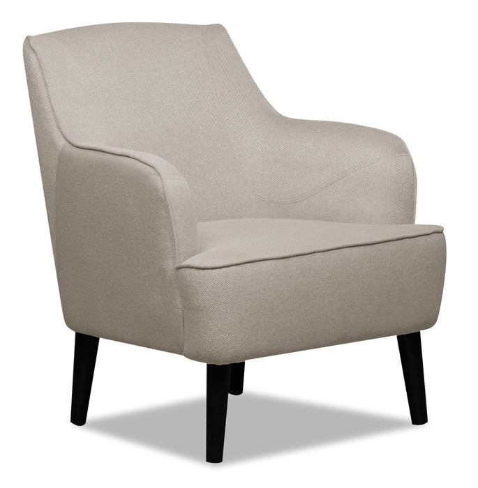 Aimy 28\" Linen Look Fabric Accent Chair with Cylindrical Wood Legs - Light Grey