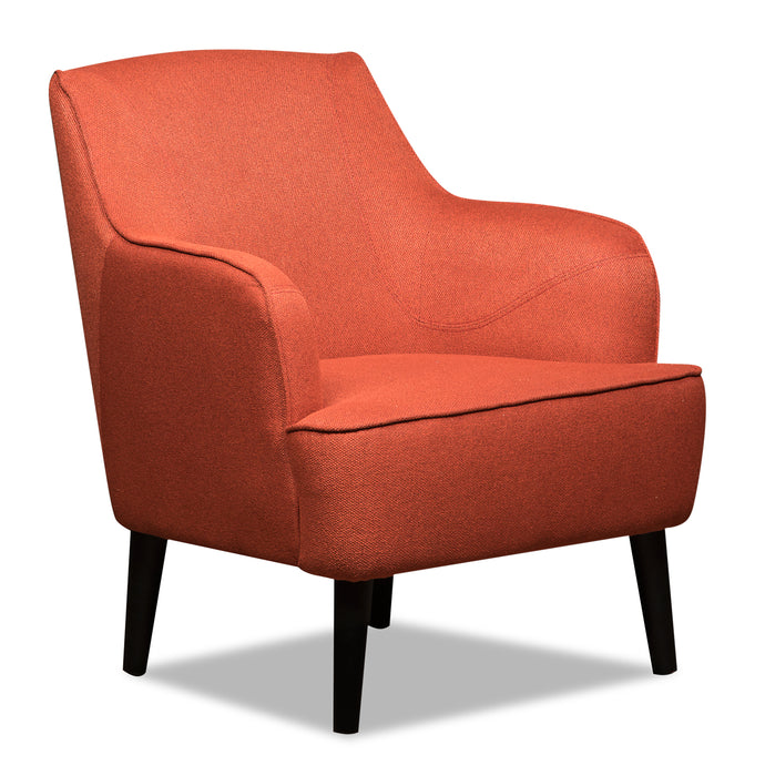 Aimy 28\" Linen Look Fabric Accent Chair with Cylindrical Wood Legs - Orange