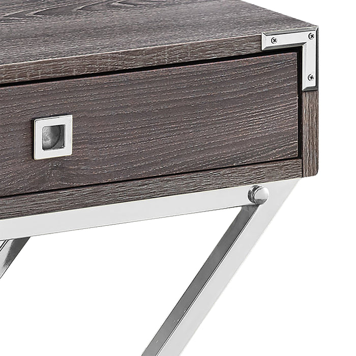 Alana 18.25\" Accent Table With Storage - Grey & Chrome