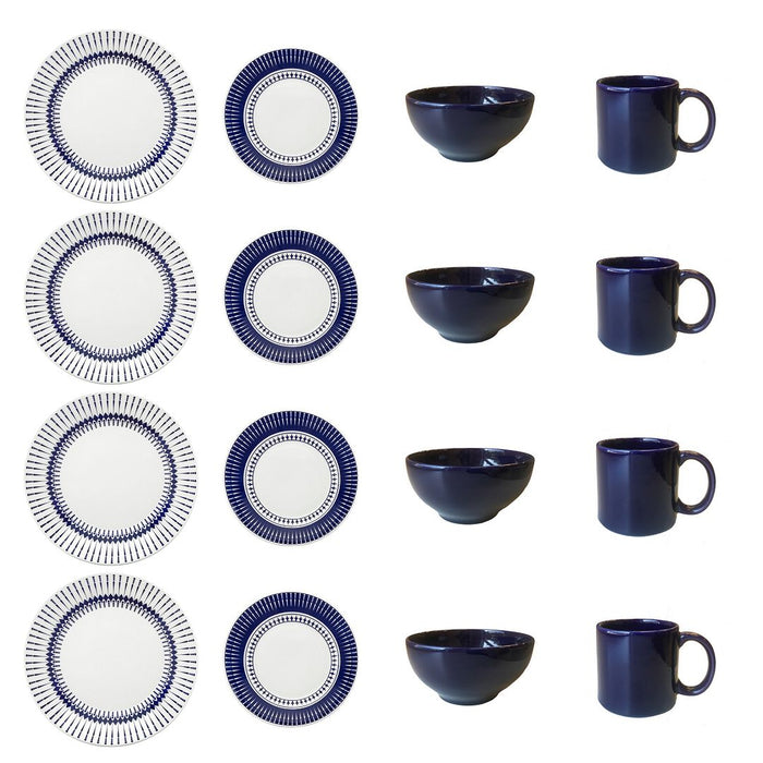 Actual 16-Piece Dinnerware Set - Blue Ivory 