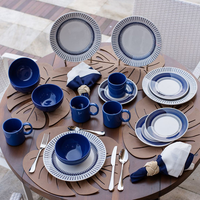 Actual 16-Piece Dinnerware Set - Blue Ivory 