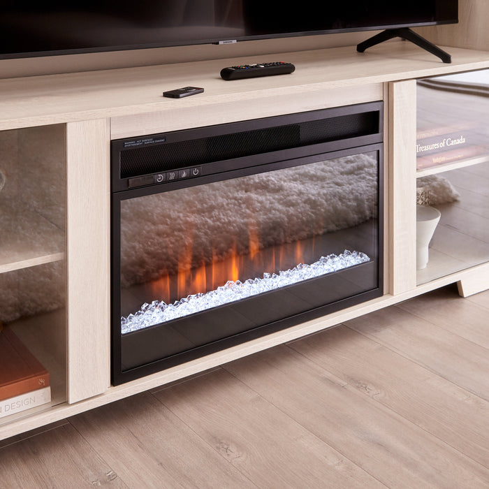 Antoni 102\" Modern 3-Piece Entertainment Centre with Electric Fireplace and Storage for TVs up to 70\"- White