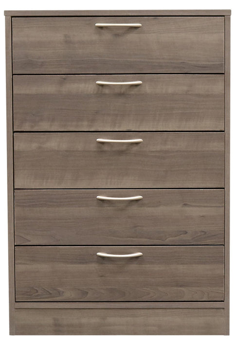 Arlo Bedroom Chest of Drawers, 5-Drawer, 23.6\"W x 36.2\"H, Made in Canada - Grey/Brown