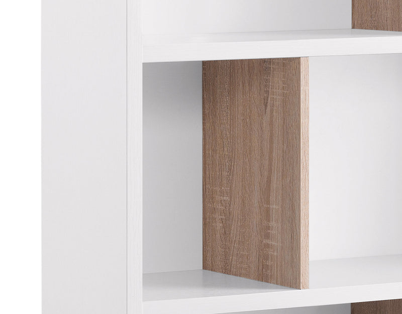 Bremen 32.75\" Bookcase With 4 Staggered Shelves - White and Light Brown 