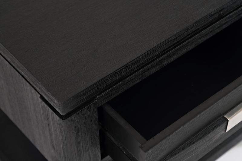 Bronx 24\" Rustic End Table with Storage and Shelf - Charcoal Wood