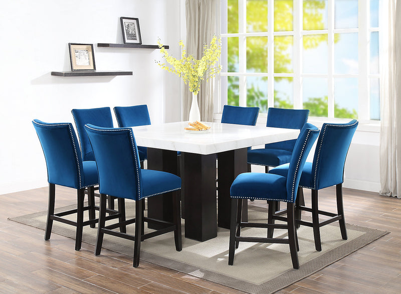 Cami Counter-Height Dining Chair with Velvet Fabric - Blue