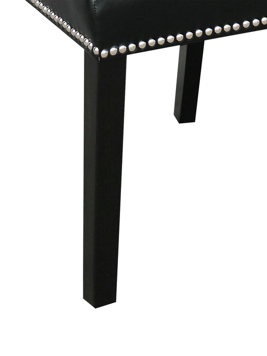 Cami 7pc Dining Set with Table & 6 Black Chairs, Genuine Marble Top, 70\"W 