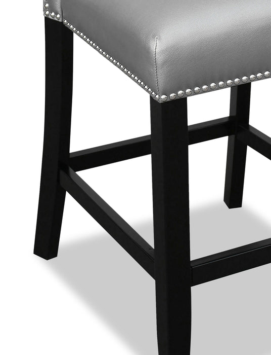 Cami 5pc Counter-Height Dining Set with Table & 4 Grey Chairs, Genuine Marble Top, 54\"W Square