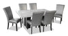 Cami 7pc Dining Set with Table & 6 Grey Chairs, Genuine Marble Top, 70\"W 