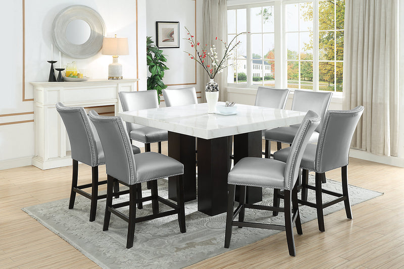 Cami Counter-Height Dining Table with Genuine Marble Top, 54\"W Square - White