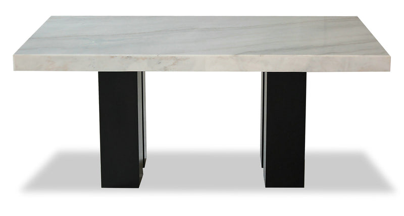 Cami Dining Table with Genuine Marble Top, 70\"W - White