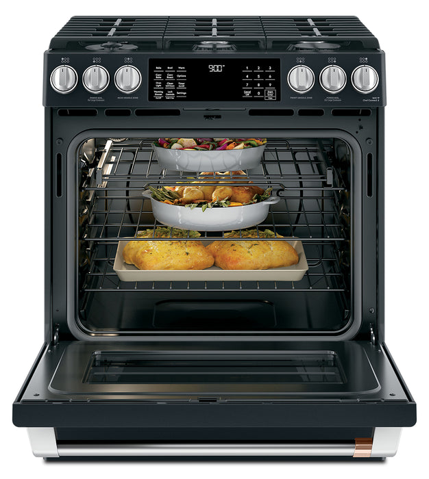 Cafe 5.7 Cu. Ft. Smart Dual Fuel Range with True European Convection and Self Clean Racks - Matte Black - CC2S900P3MD1