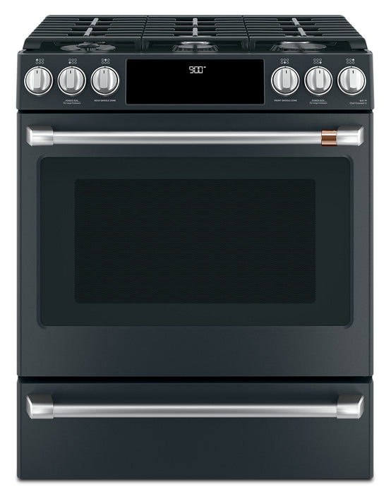 Cafe 5.7 Cu. Ft. Smart Dual Fuel Range with True European Convection and Self Clean Racks - Matte Black - CC2S900P3MD1