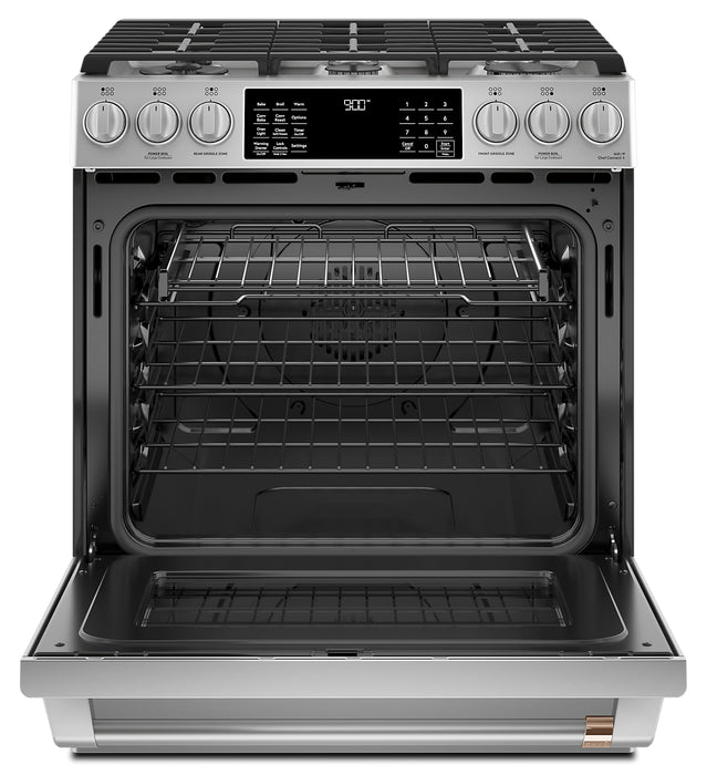 Cafe 5.7 Cu. Ft. Smart Dual Fuel Range with True European Convection and Self Clean Racks - Stainless Steel - CC2S900P2MS1