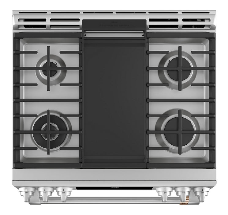 Cafe 7 Cu. Ft. Smart Dual Fuel Range with True European Convection and Self Clean Racks - Stainless Steel - CC2S950P2MS1