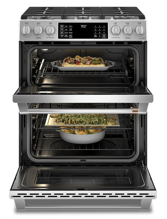 Cafe 7 Cu. Ft. Smart Dual Fuel Range with True European Convection and Self Clean Racks - Stainless Steel - CC2S950P2MS1