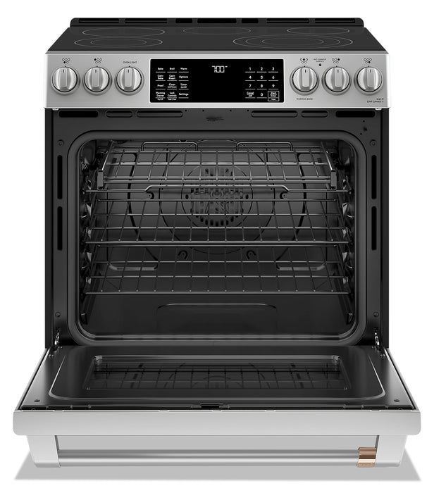 Cafe 5.7 Cu. Ft. Smart Electric Range with True European Convection and Self Clean Racks - Stainless Steel - CCES700P2MS1