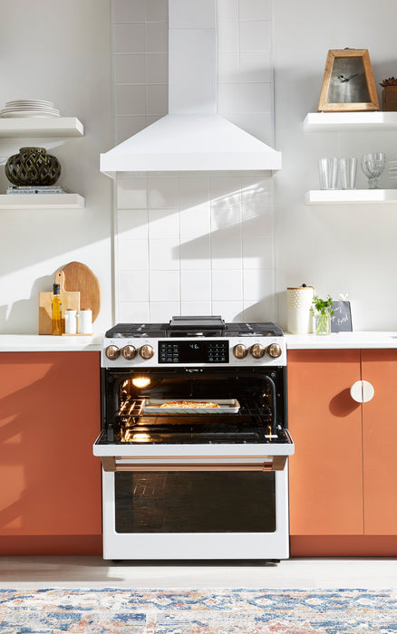 Cafe 5.6 Cu. Ft. Smart Gas Range with True European Convection and Self Clean Racks - Matte White - CCGS700P4MW2