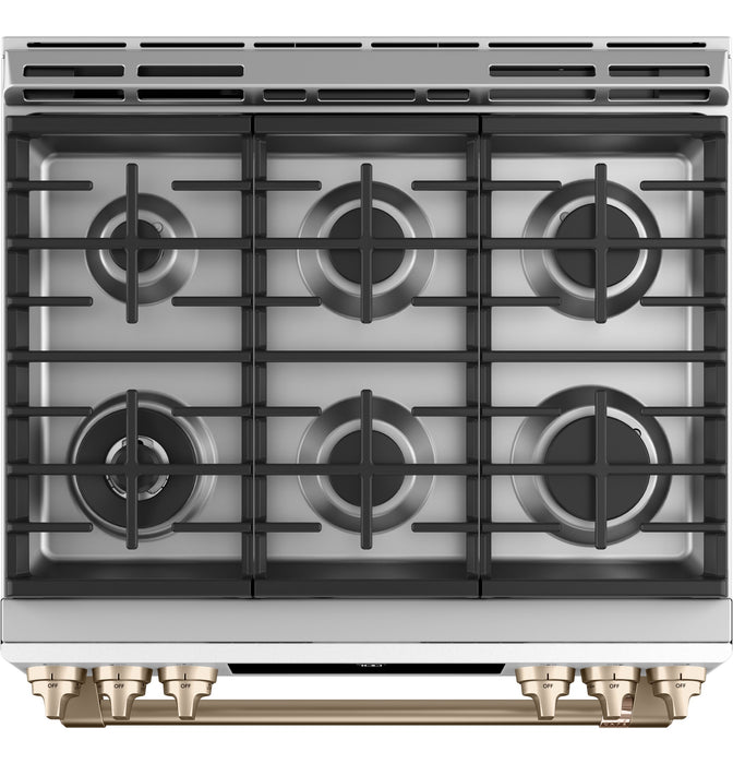 Cafe 5.6 Cu. Ft. Smart Gas Range with True European Convection and Self Clean Racks - Matte White - CCGS700P4MW2
