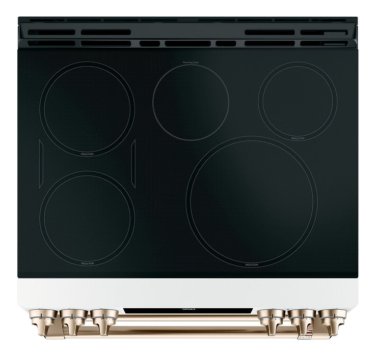 Cafe 7 Cu. Ft. Smart Induction Range with True European Convection and Self Clean Racks - Matte White - CCHS950P4MW2