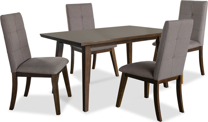 Chelsea 5pc Dining Set with Table & 4 Brown Chairs, 60\"W - Walnut Brown
