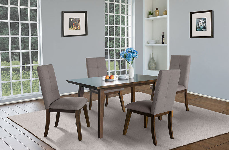 Chelsea 5pc Dining Set with Table & 4 Brown Chairs, 60\"W - Walnut Brown