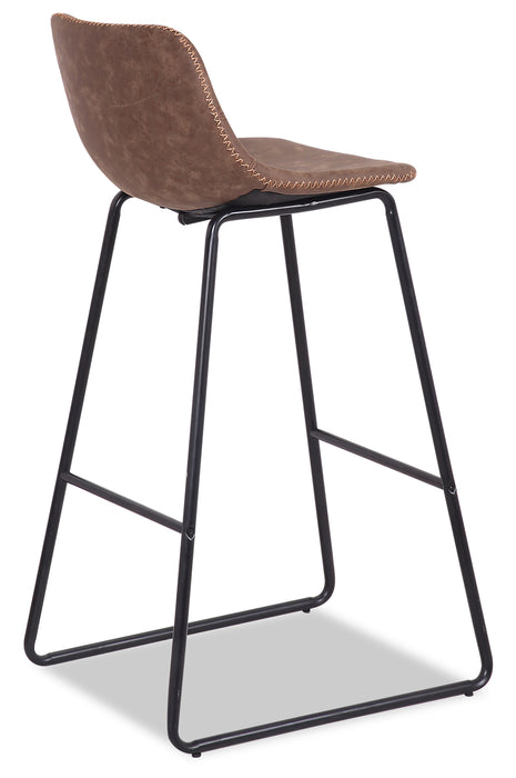 Coty Barstool with Vegan Leather Fabric, Metal - Brown